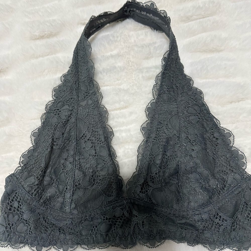 Free People Gray Lace Halter Bralette